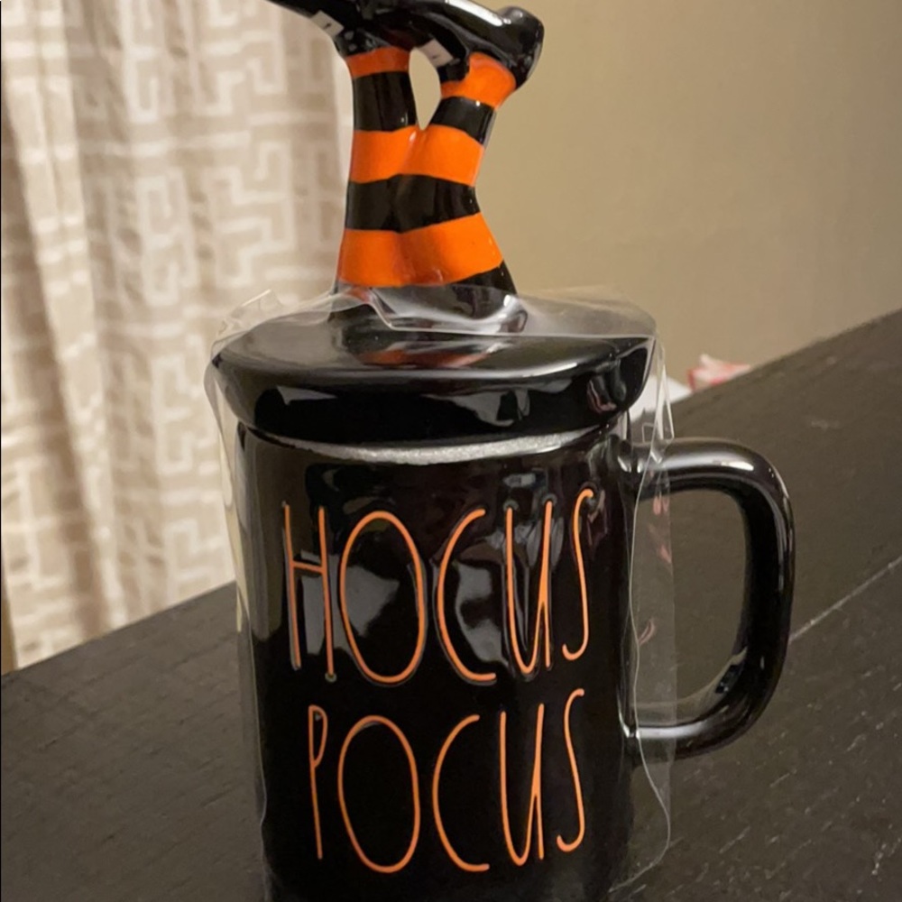 Rae Dunn hocus pocus mug with witch feet topper